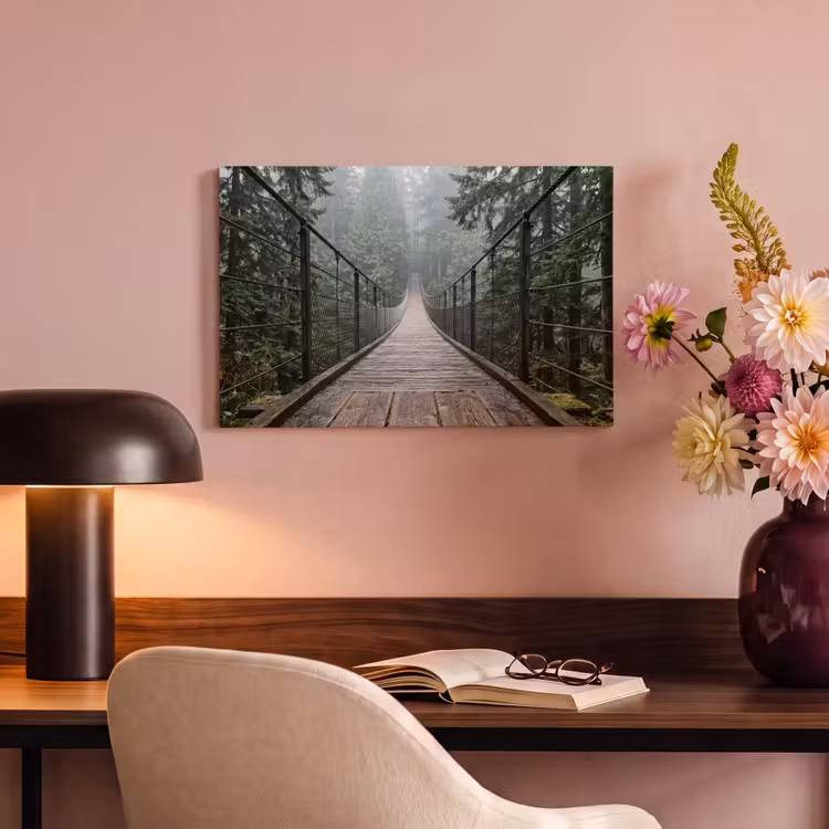 Brug - Bos - Mist - Natuur canvas 2cm klein -sfeer4