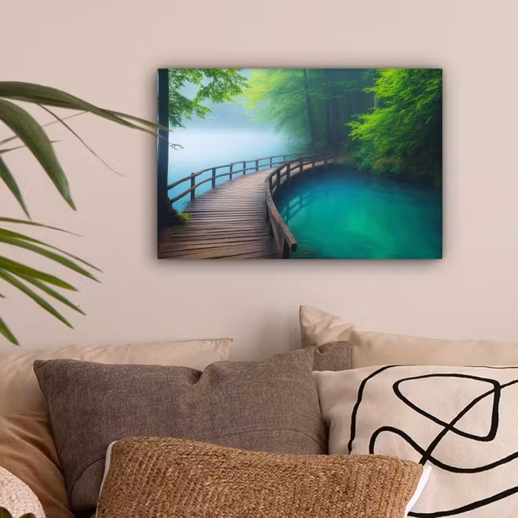 Brug - Water - Rivier - Bos canvas 2cm klein -sfeer1