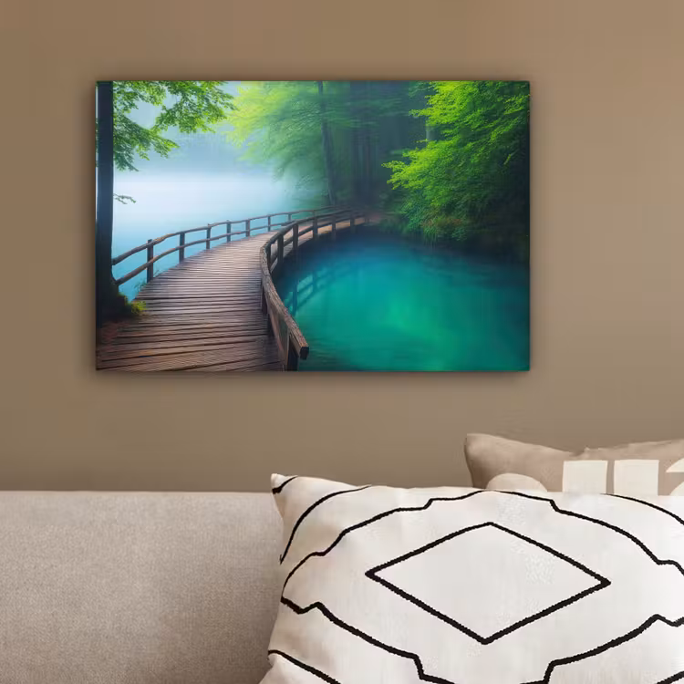 Brug - Water - Rivier - Bos canvas 2cm klein -sfeer3