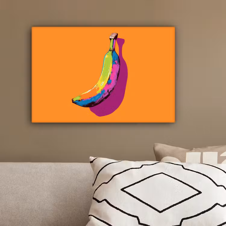 Felle kleuren - Banaan - popart canvas 2cm klein -sfeer3