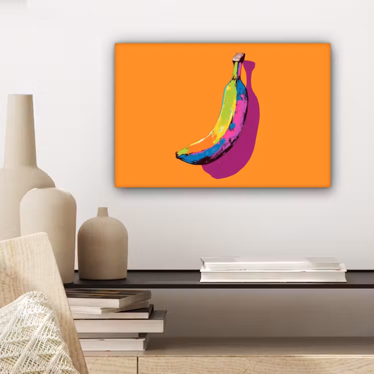 Felle kleuren - Banaan - popart canvas 2cm klein -sfeer6