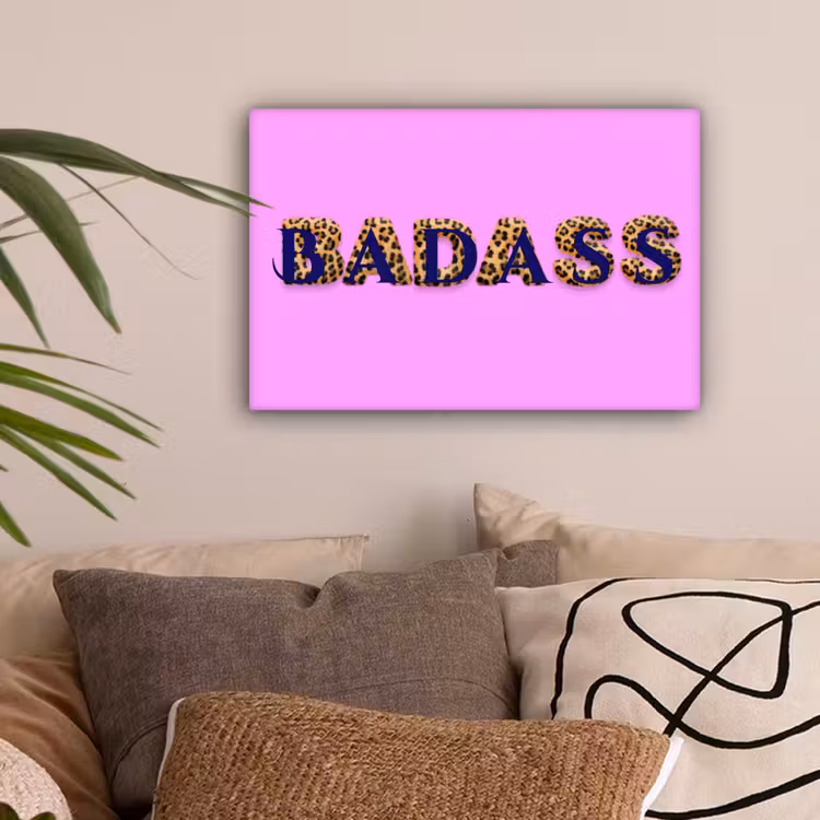 Felroze - Badass - Panterprint - Schaduw canvas 2cm klein -sfeer1