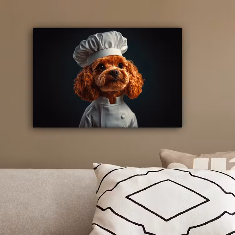 Bruin - Kok - Hondje canvas 2cm klein -sfeer3
