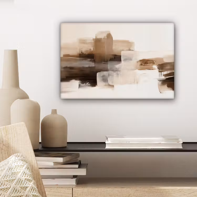 Penseelstreken - Abstract landschap - Rust canvas 2cm klein -sfeer6