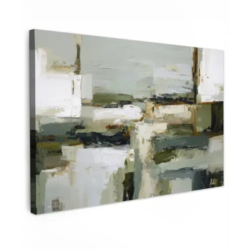 Penseelstreken - Groen - Abstract - Japandi canvas 2cm klein -z3d