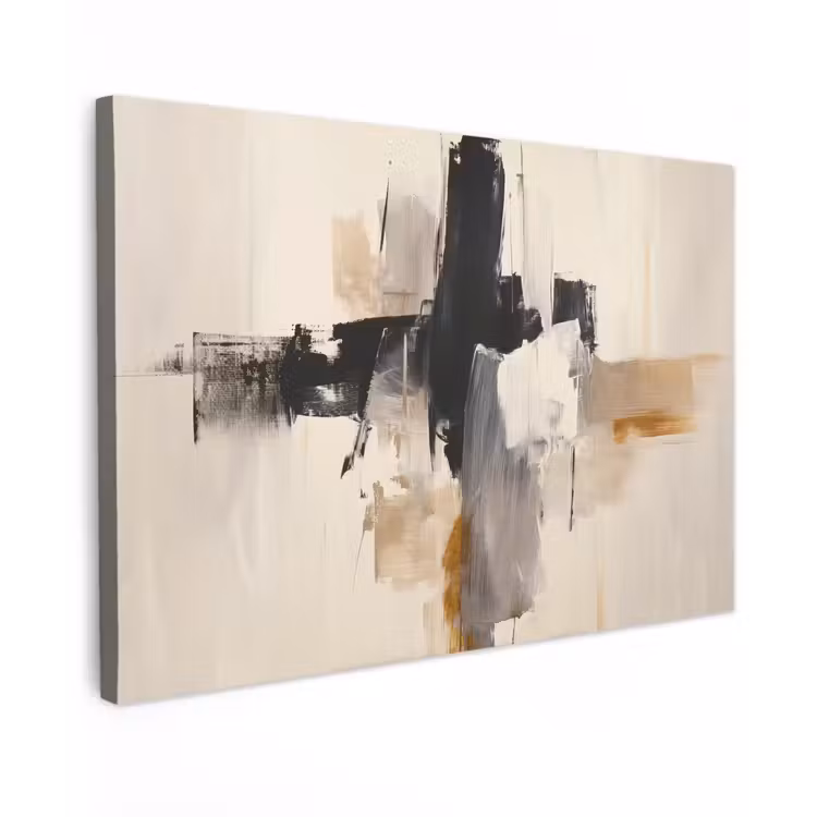 Penseelstreken - Ruw - Abstract - Beige canvas 2cm klein -z3d