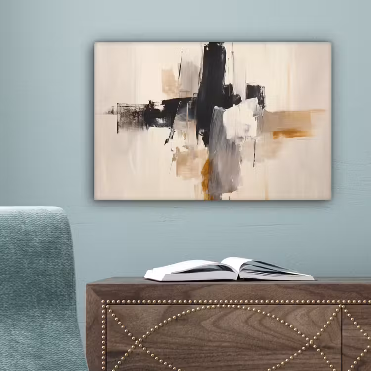 Penseelstreken - Ruw - Abstract - Beige canvas 2cm klein -sfeer4