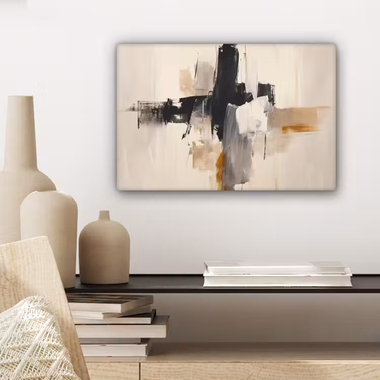 Penseelstreken - Ruw - Abstract - Beige canvas 2cm klein -sfeer6