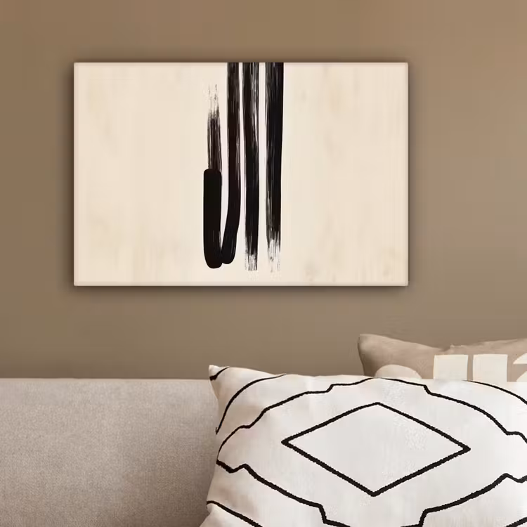 Penseelstreken - Verticaal - Zwart canvas 2cm klein -sfeer3