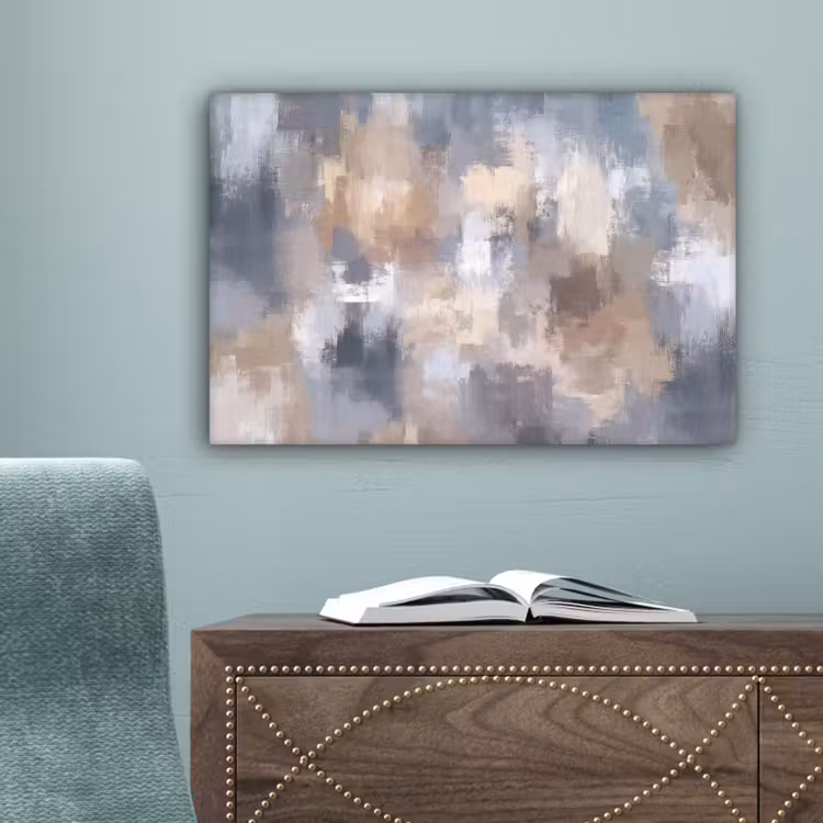Penseelstreken - Schilderij - Beige canvas 2cm klein -sfeer4