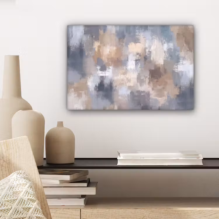 Penseelstreken - Schilderij - Beige canvas 2cm klein -sfeer6