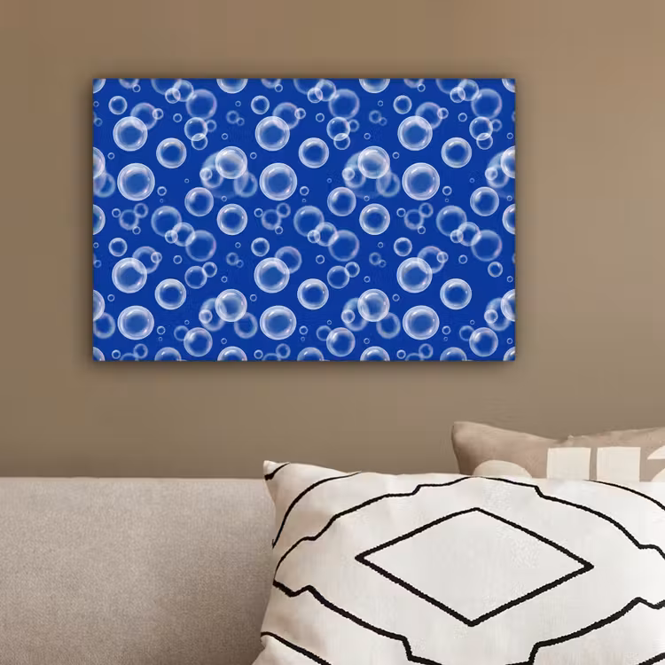 Bubbels - Patroon - Blauw canvas 2cm klein -sfeer3