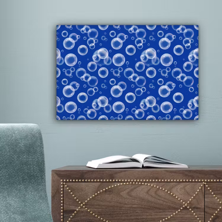 Bubbels - Patroon - Blauw canvas 2cm klein -sfeer4