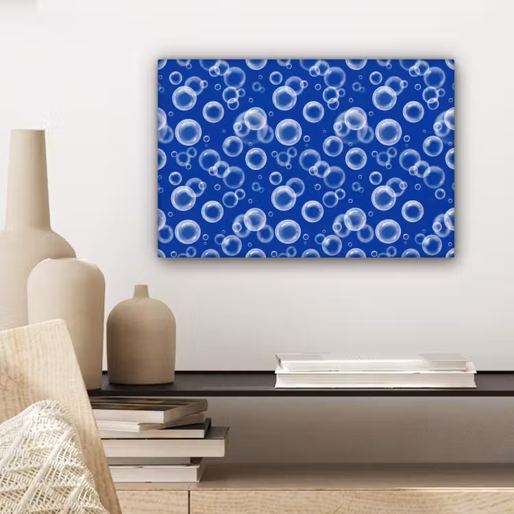 Bubbels - Patroon - Blauw canvas 2cm klein -sfeer6