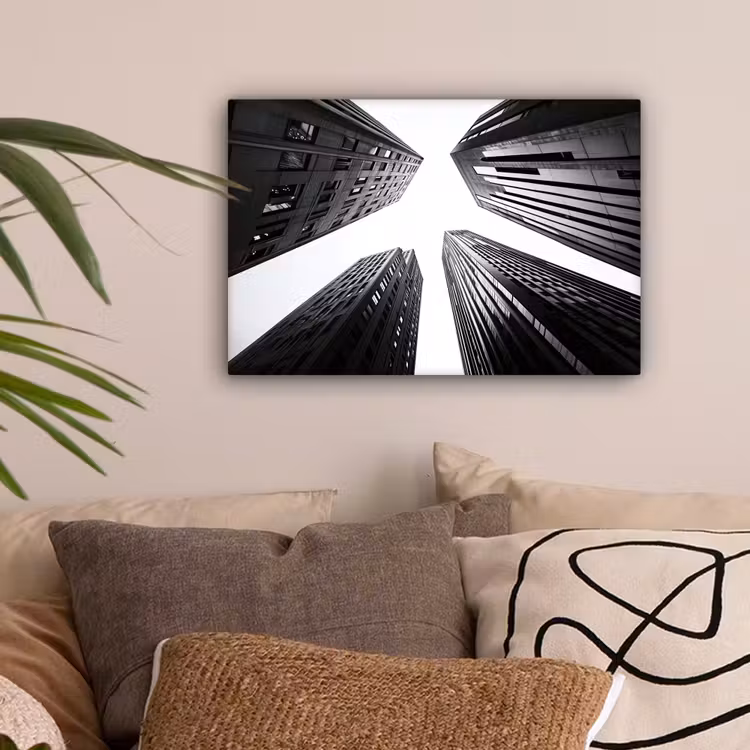 Gebouwen - Lucht - Zwart canvas 2cm klein -sfeer1