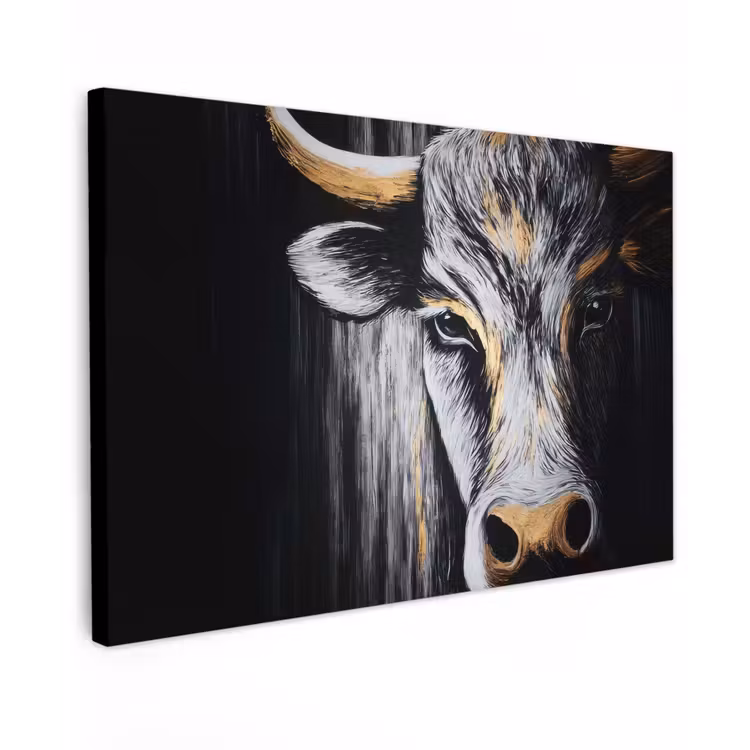 Stier - Hoorns - Snuit - Goud canvas 2cm klein -z3d