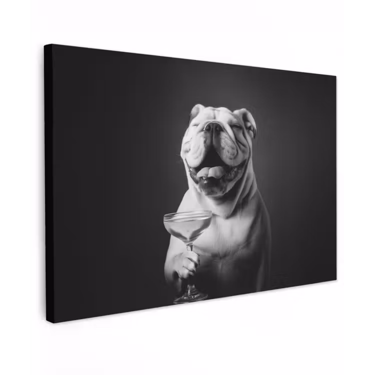 Buldog - Hond - Glas canvas 2cm klein -z3d