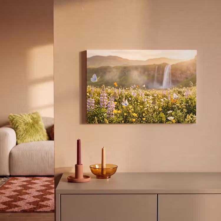 Vlinders - Waterval - Bloemenveld canvas 2cm klein -sfeer1