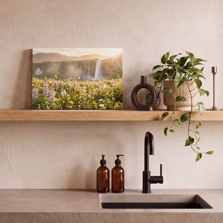 Vlinders - Waterval - Bloemenveld canvas 2cm klein -sfeer3