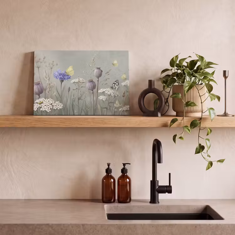 Vlinders - Wildbloemen - Illustratie - Kleurrijk canvas 2cm klein -sfeer3