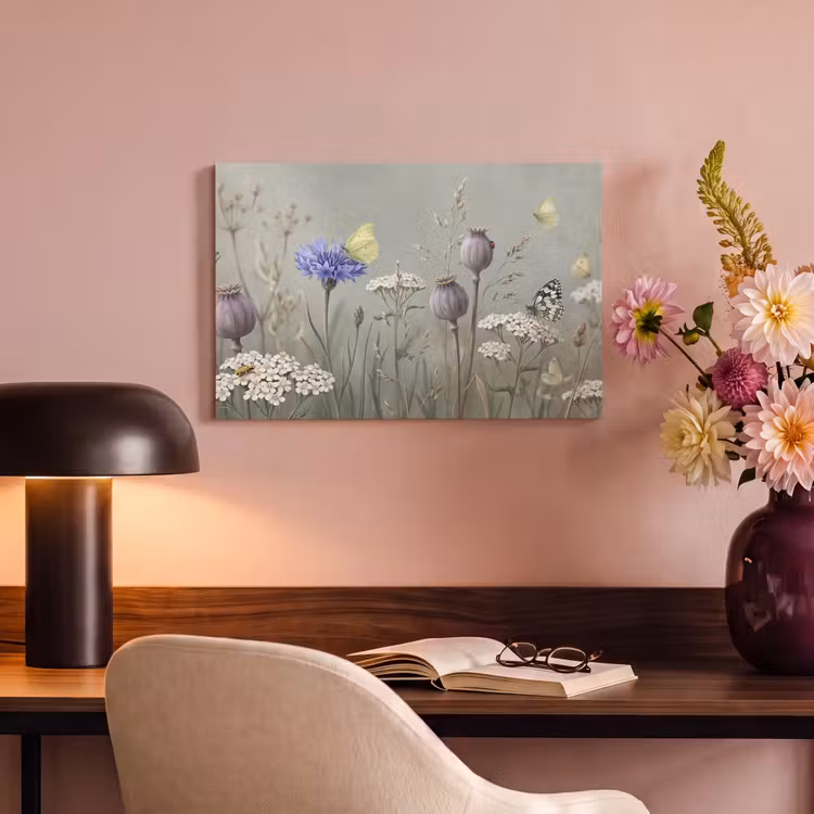 Vlinders - Wildbloemen - Illustratie - Kleurrijk canvas 2cm klein -sfeer4