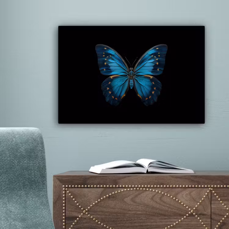Vlinder - Blauw - Contrast canvas 2cm klein -sfeer4