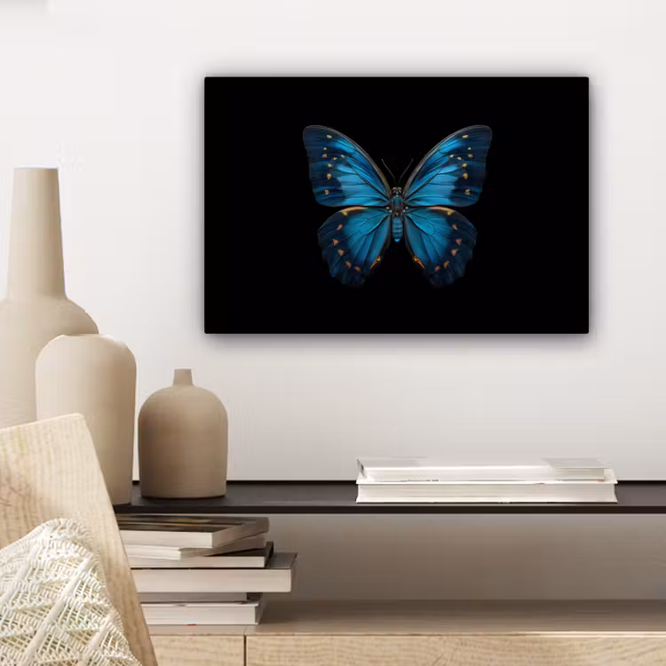 Vlinder - Blauw - Contrast canvas 2cm klein -sfeer6