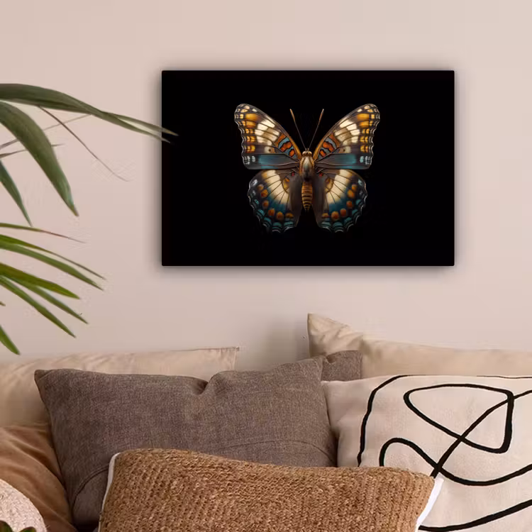 Vlinder - Kleurrijk - mozaïekachtig canvas 2cm klein -sfeer1
