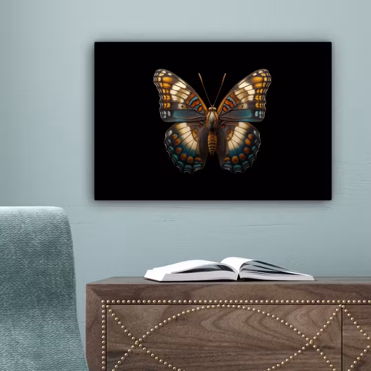 Vlinder - Kleurrijk - mozaïekachtig canvas 2cm klein -sfeer4