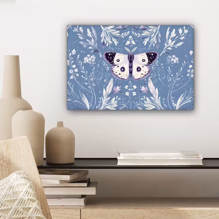Vlinder - Bloemtakken - Lichtblauw canvas 2cm klein -sfeer6