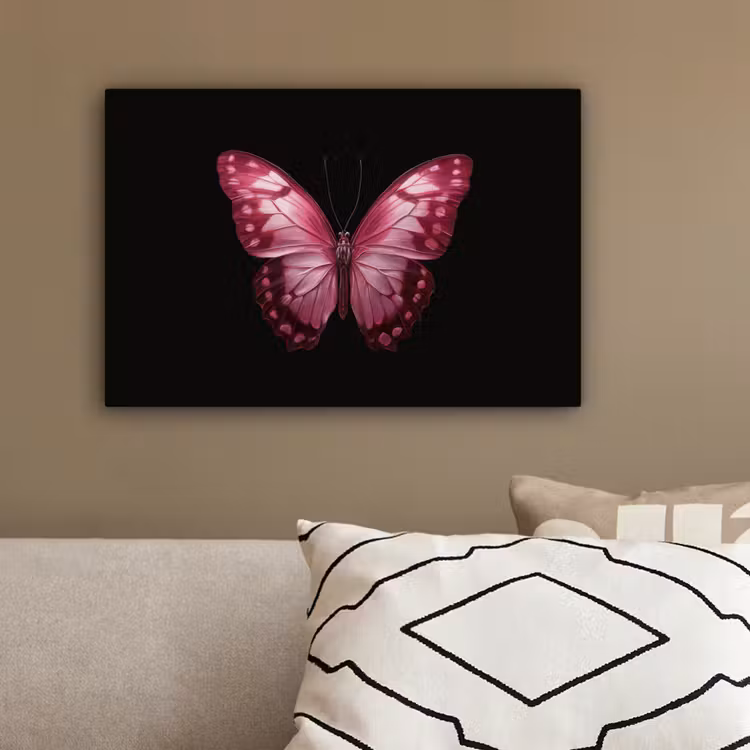 Vlinder - Fuchsia - Grafisch canvas 2cm klein -sfeer3