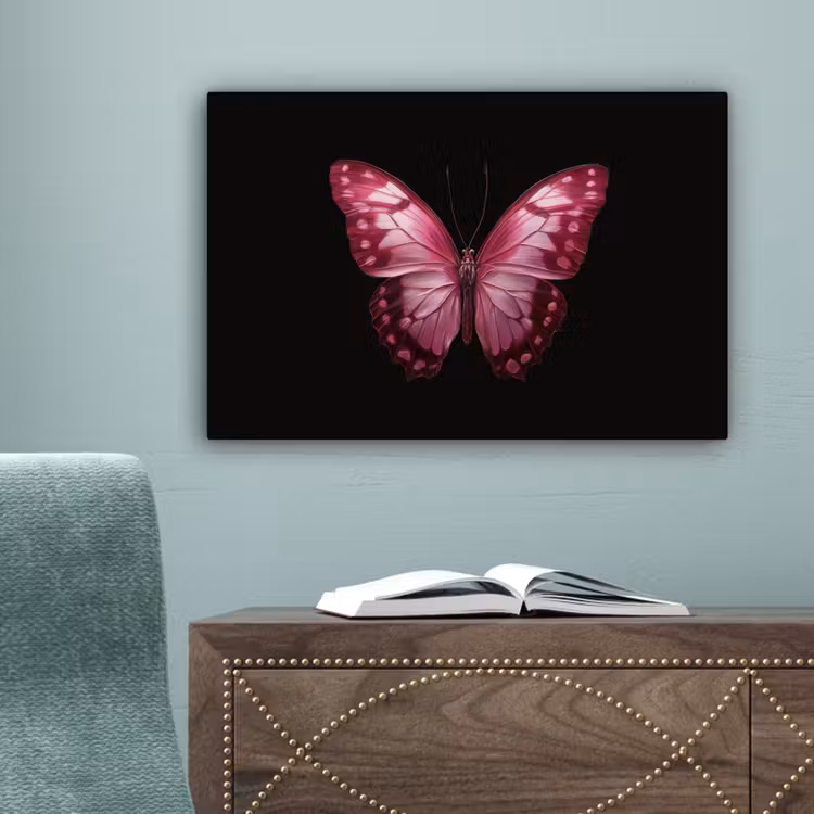 Vlinder - Fuchsia - Grafisch canvas 2cm klein -sfeer4