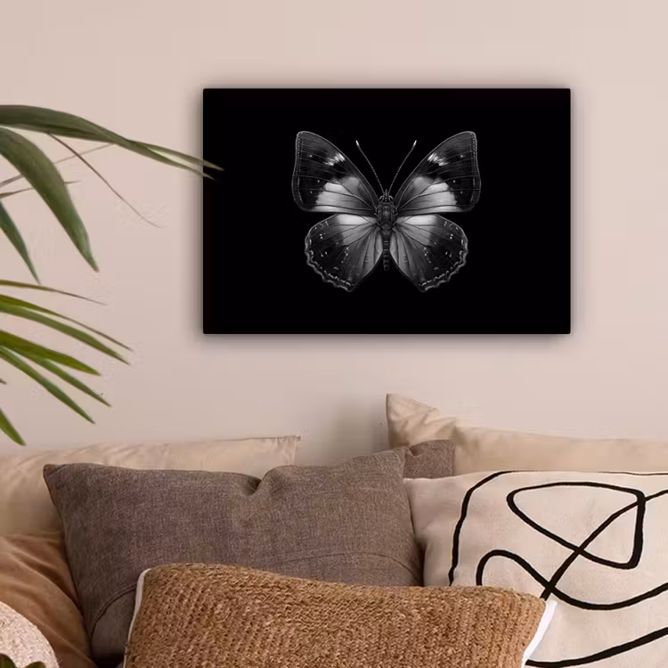 Vlinder - Grijs - Mysterieus canvas 2cm klein -sfeer1