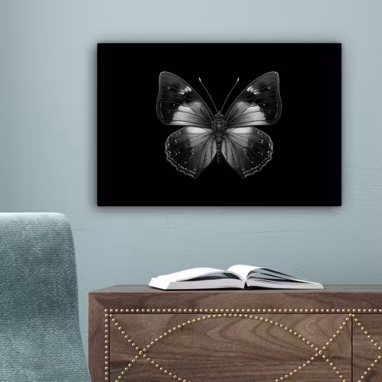 Vlinder - Grijs - Mysterieus canvas 2cm klein -sfeer4