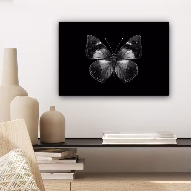 Vlinder - Grijs - Mysterieus canvas 2cm klein -sfeer6