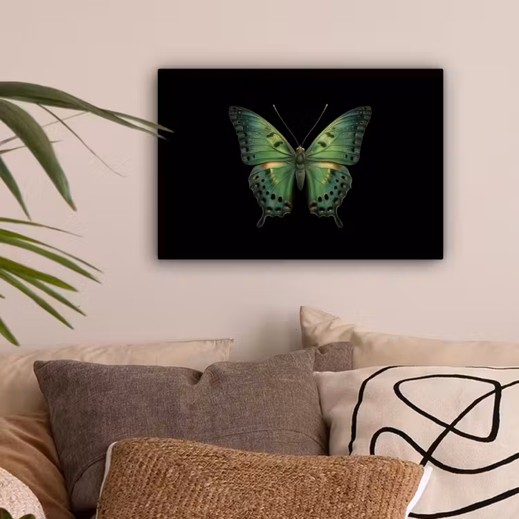 Vlinder - Groen - Diepte canvas 2cm klein -sfeer1