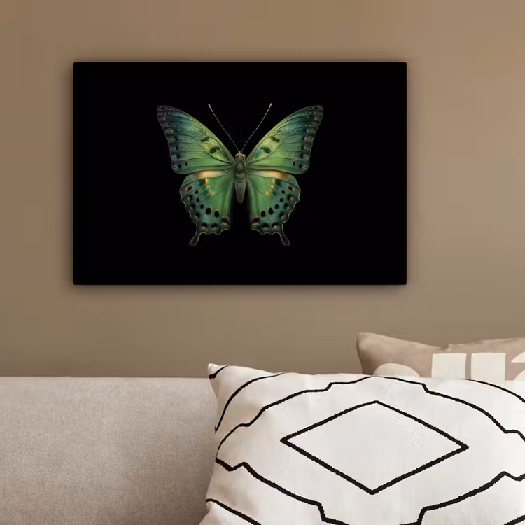 Vlinder - Groen - Diepte canvas 2cm klein -sfeer3