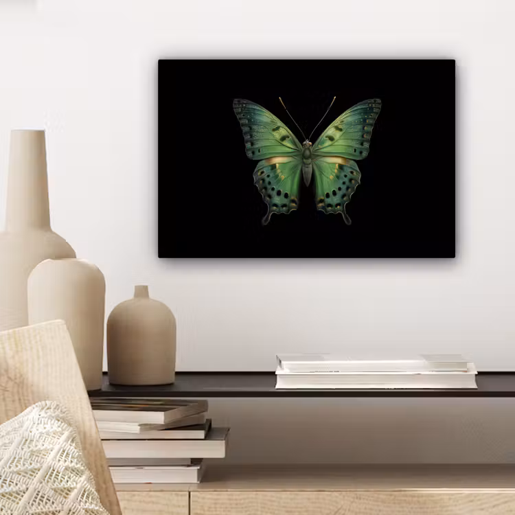 Vlinder - Groen - Diepte canvas 2cm klein -sfeer6