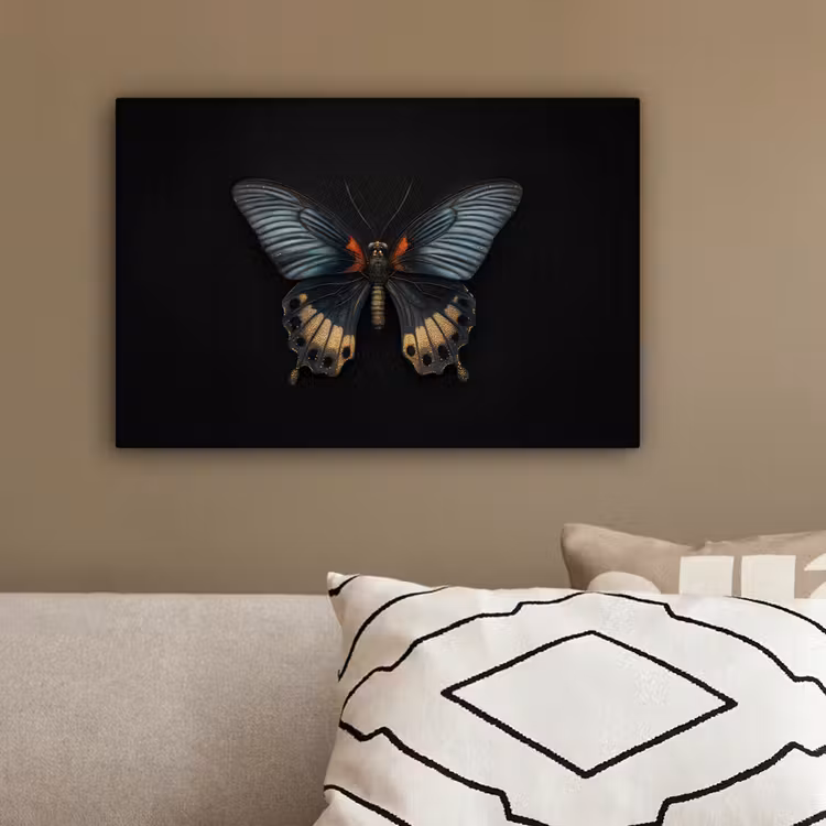 Vlinder - Metaalachtig - Geometrisch patroon canvas 2cm klein -sfeer3
