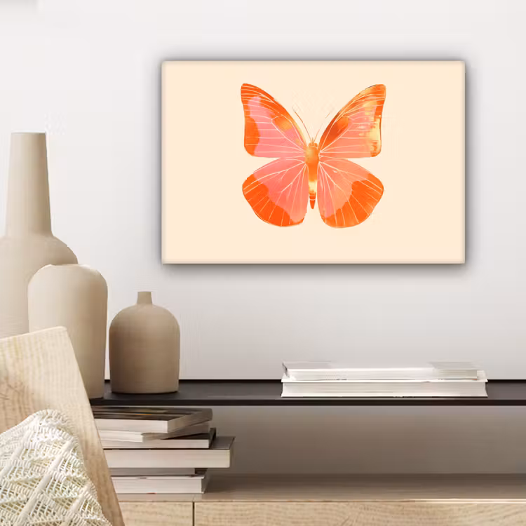Vlinder - Minimalistisch - Roze canvas 2cm klein -sfeer6