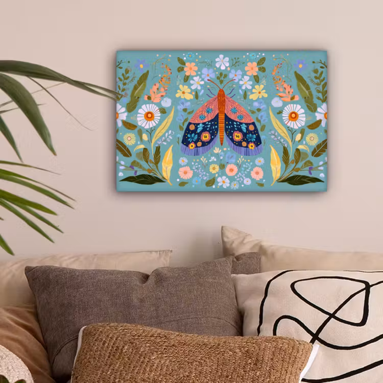 Vlinder - Sierlijk - Bloemen - Bladeren canvas 2cm klein -sfeer1