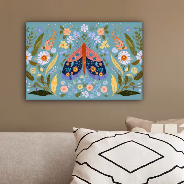 Vlinder - Sierlijk - Bloemen - Bladeren canvas 2cm klein -sfeer3