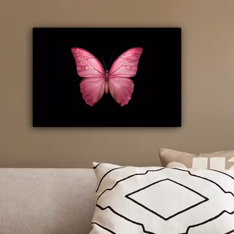 Vlinder - roze - Elegant canvas 2cm klein -sfeer3