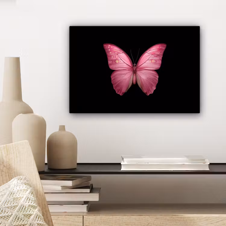 Vlinder - roze - Elegant canvas 2cm klein -sfeer6