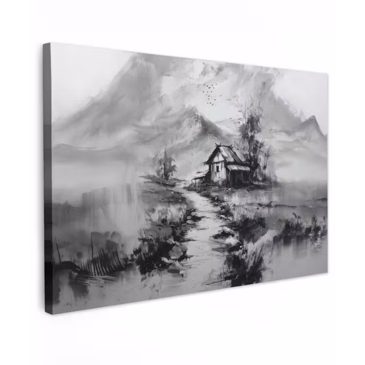 Hut - Grijs - Bergen - Mistig canvas 2cm klein -z3d