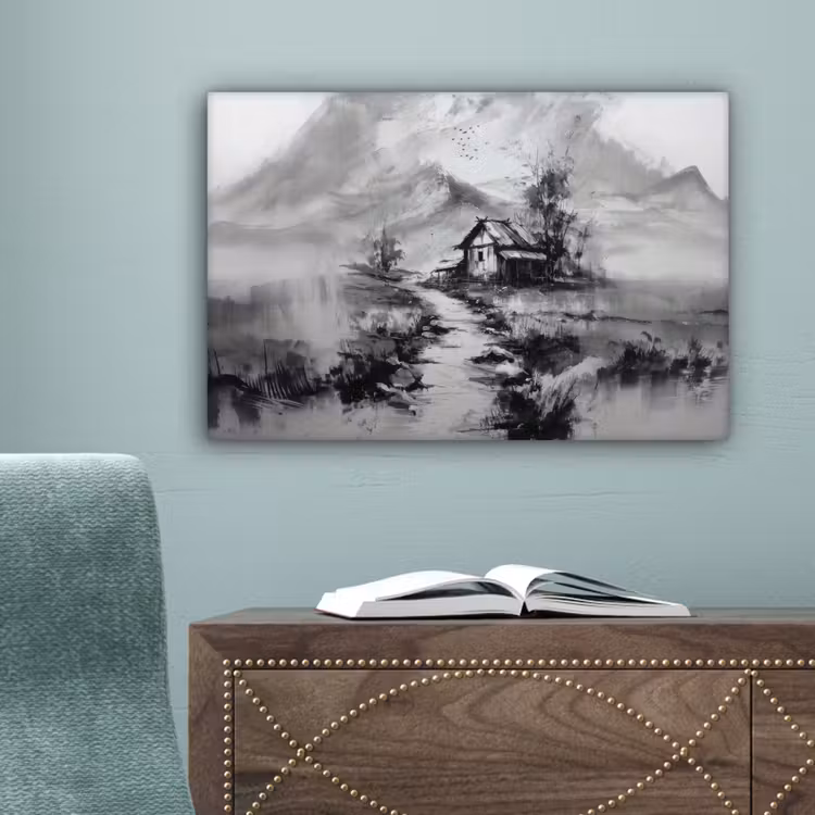 Hut - Grijs - Bergen - Mistig canvas 2cm klein -sfeer4