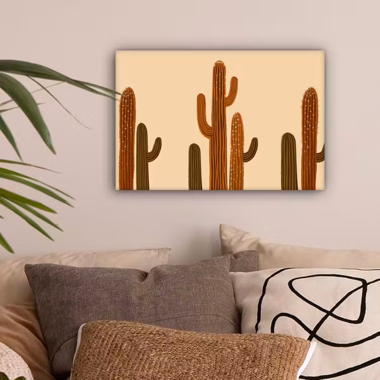 Cactus - Woestijn - Zand - Bruin canvas 2cm klein -sfeer1