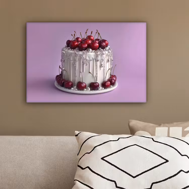 Taart - Kersen - Juwelen - Rood canvas 2cm klein -sfeer3