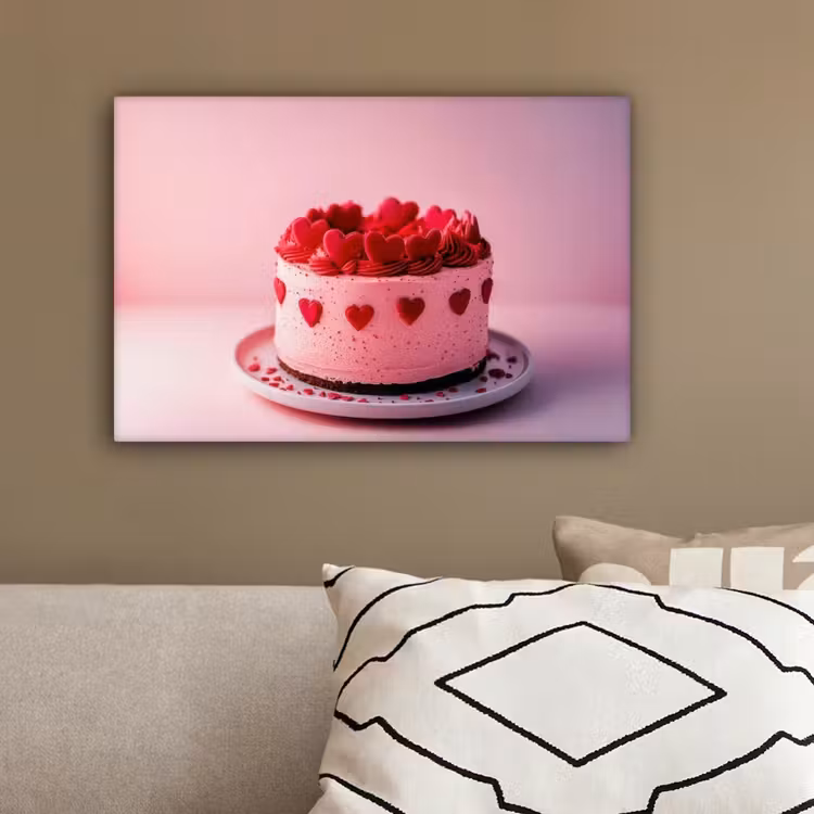 Taart - Hart - Roze canvas 2cm klein -sfeer3
