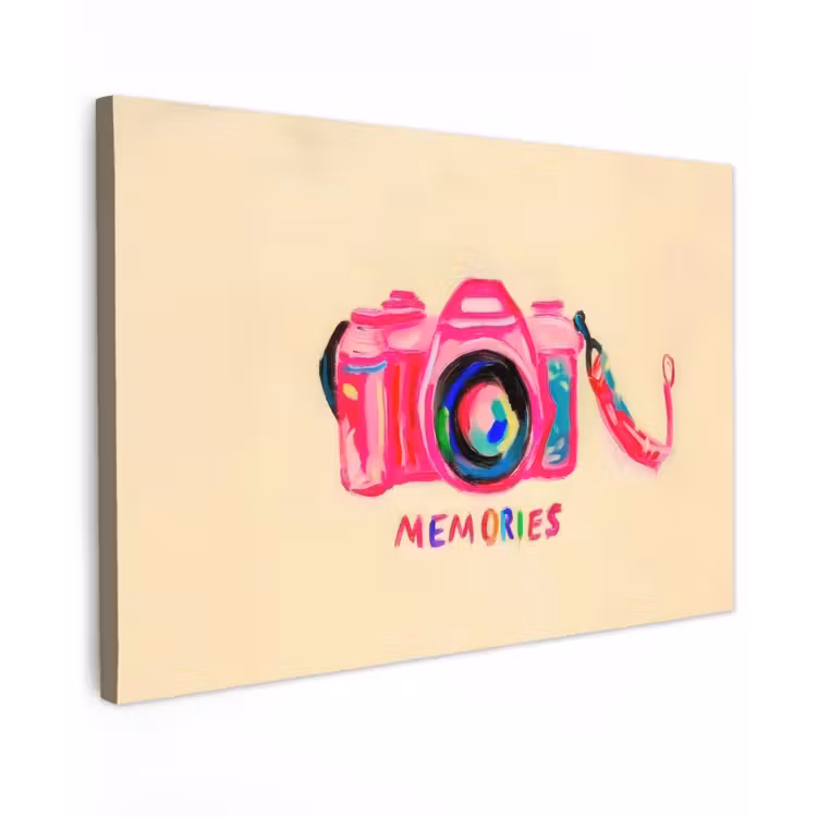 Camera - Memories - Roze - Geschilderd canvas 2cm klein -z3d